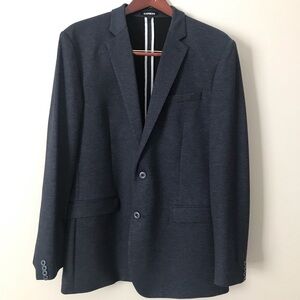 Express Suit Jacket Mens 42R Dark Blue Slim Polyester